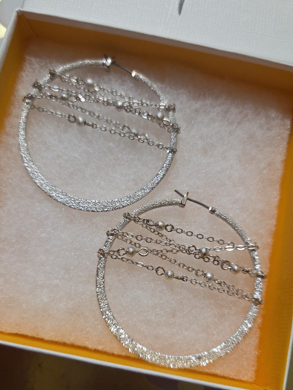 Silver Multi-Chain Hoop Earrings